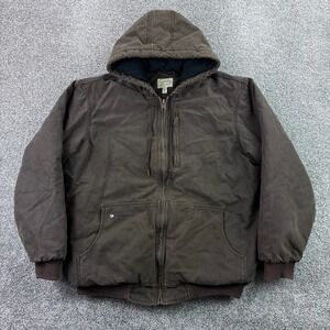 Cabela's Roughneck Jacket Mens Large Brown Duck Canvas Quilted Lined Zip Hooded